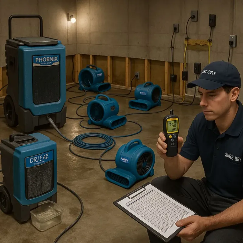 Structural Drying and Dehumidification process in Elkhart, TX